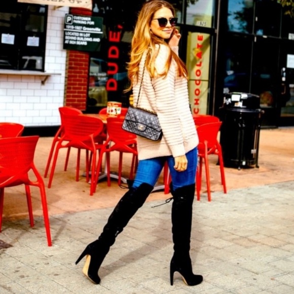 Sam Edelman Kayla Black Suede Over The Knee Heeled Boots - 5 - Picture 16 of 16